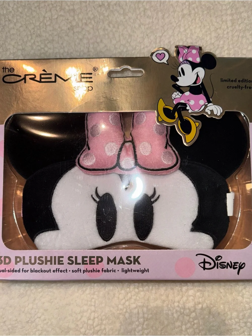Disney Minnie Mouse Plush Sleep Mask - Pink, Black & White